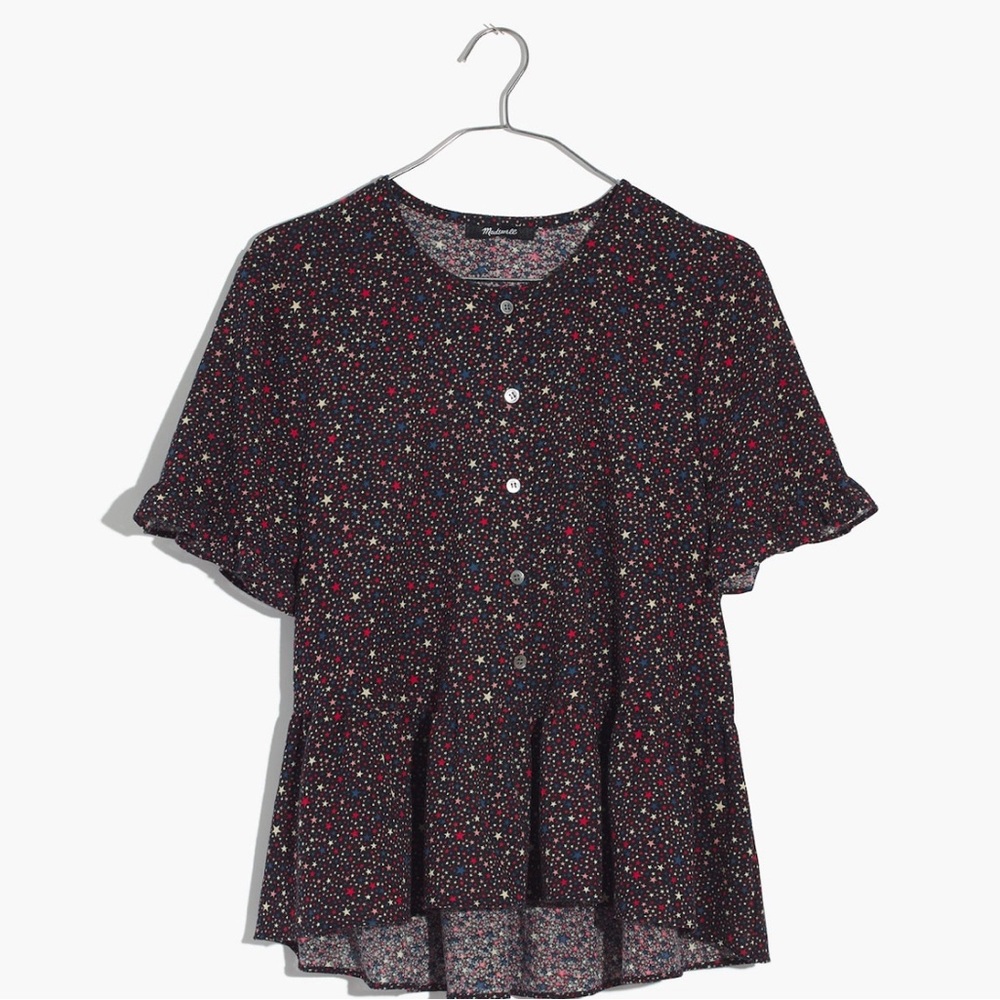 Studio Ruffle-Hem Top in Starry Night